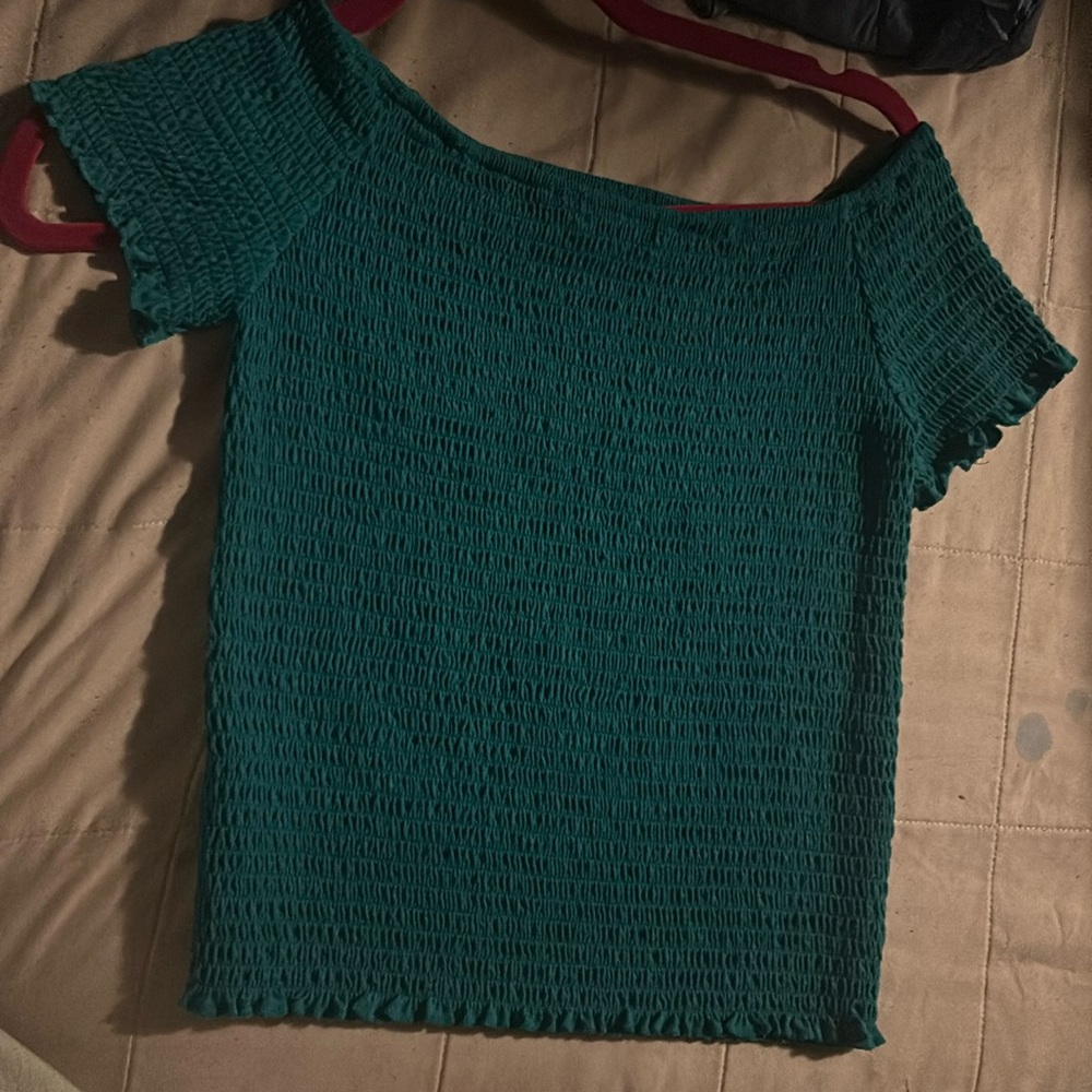 Blue ruffled top